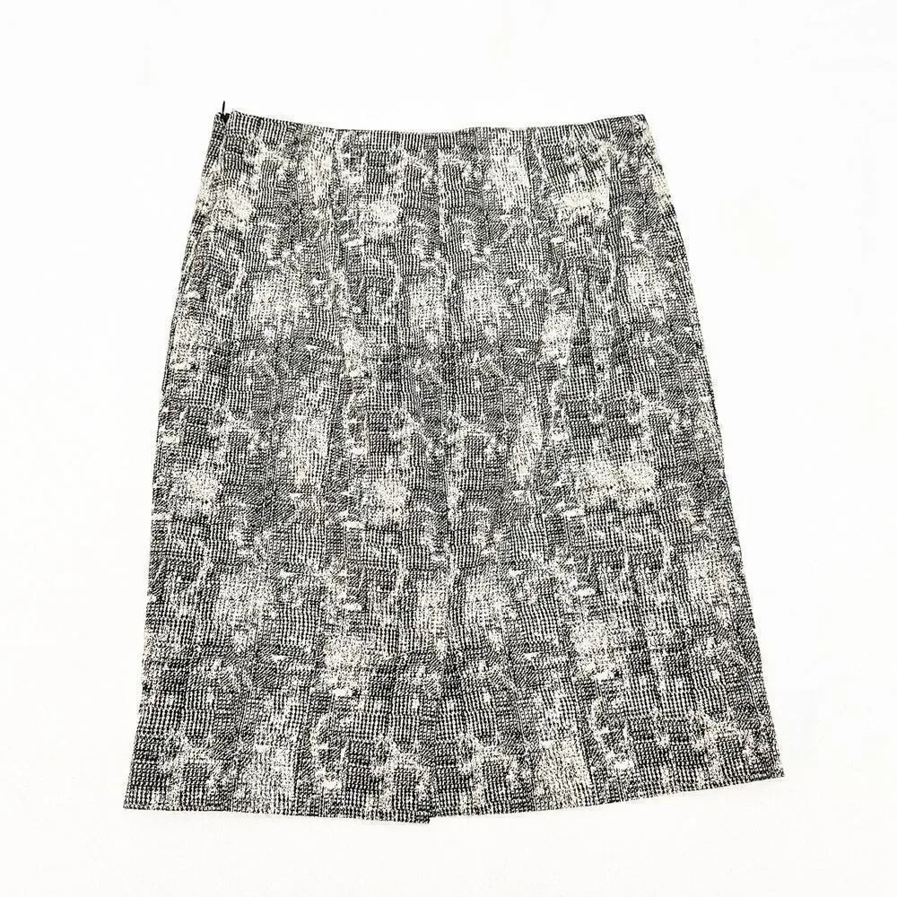MM LaFleur Patterned Crosshatch Pencil Straight Skirt Back Slit Size 0